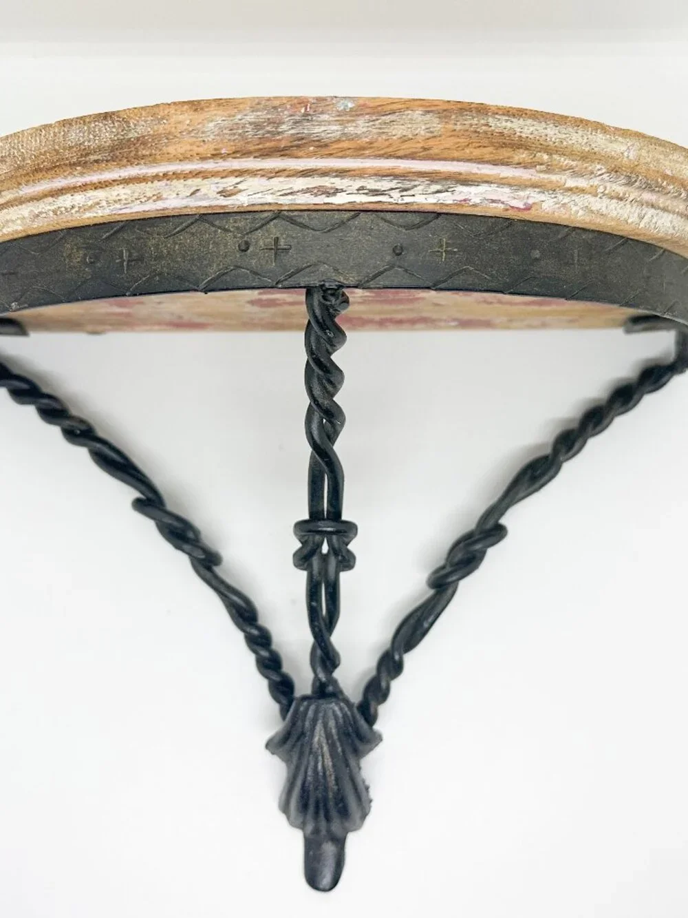 Wood Metal Wall Shelf Gothic Witchy Whimsigoth Medieval Twisted Rope Half Moon